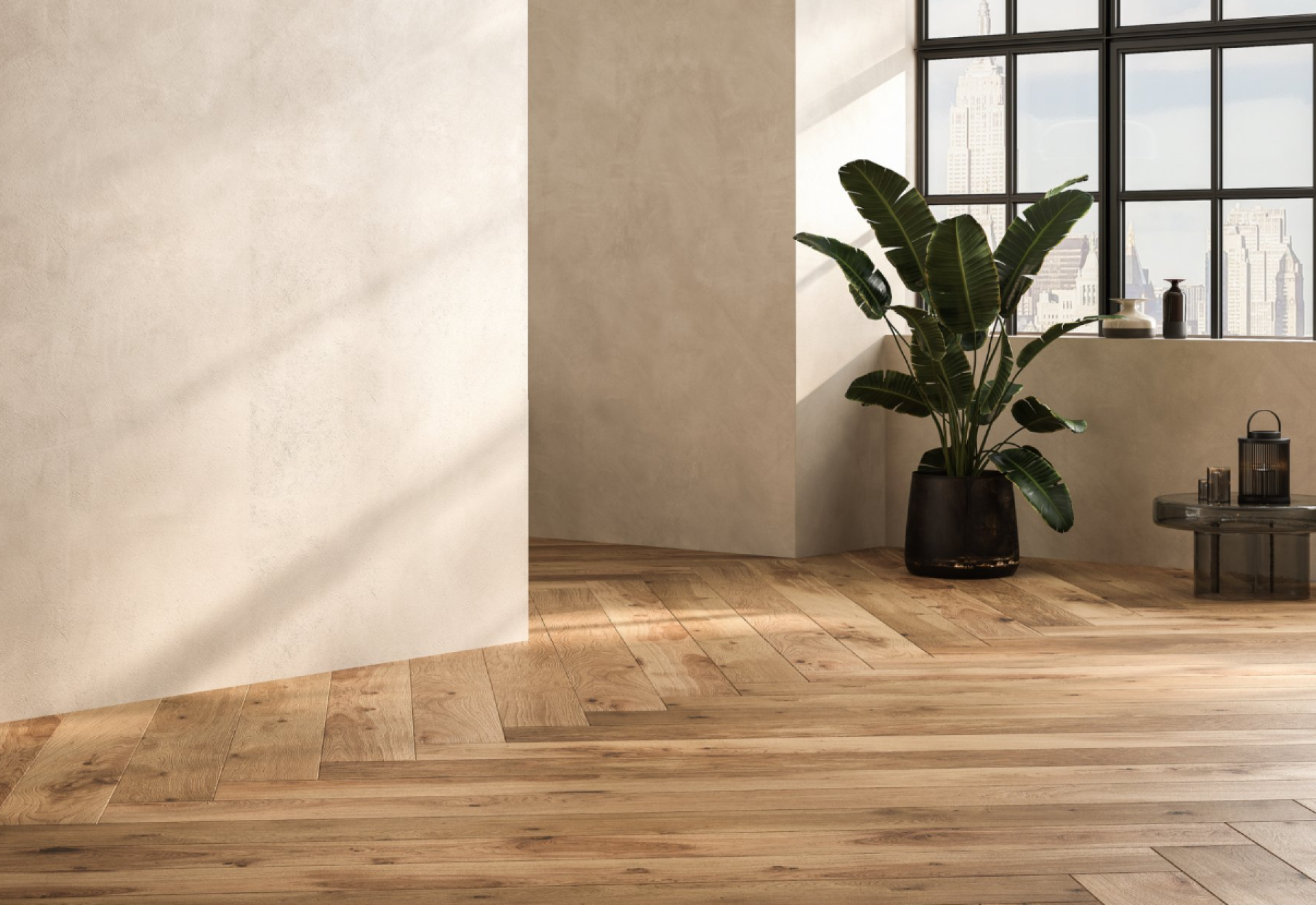 Chevron, halszálka mintás SPC padló (ragasztós)